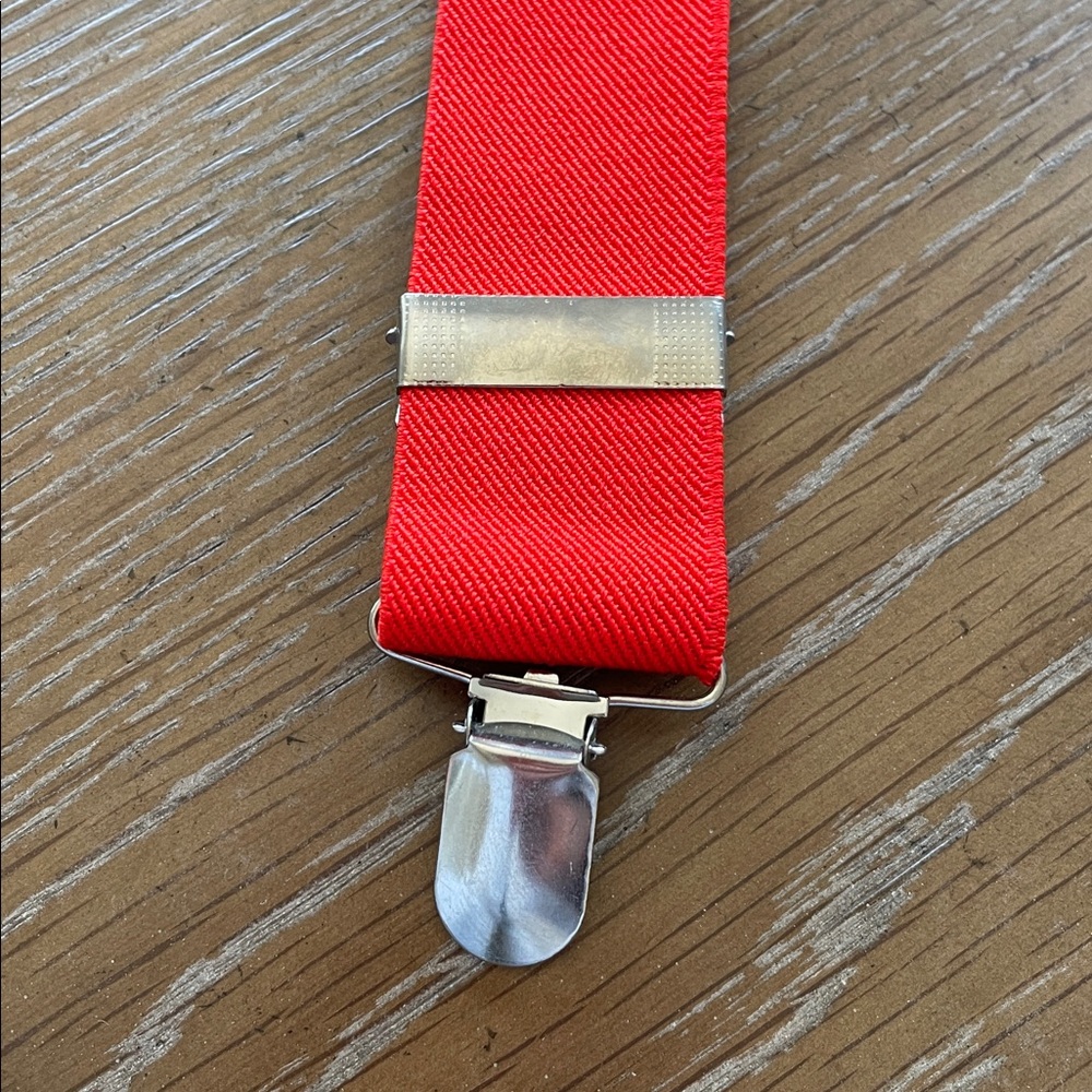 Red Suspenders with Metal Clips - Picture 3 of 3